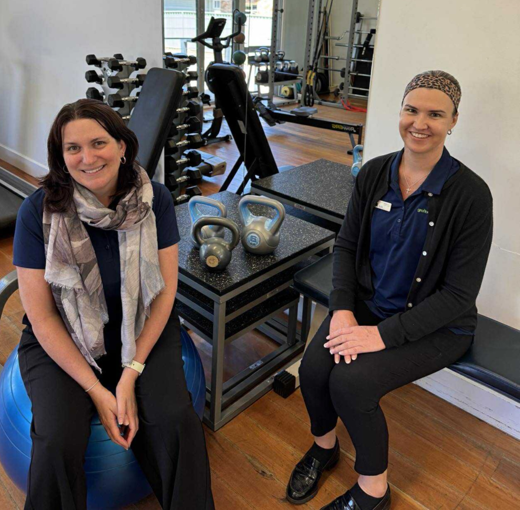 Two of the Grafton Physio + Sport team in the onsite rehab gym